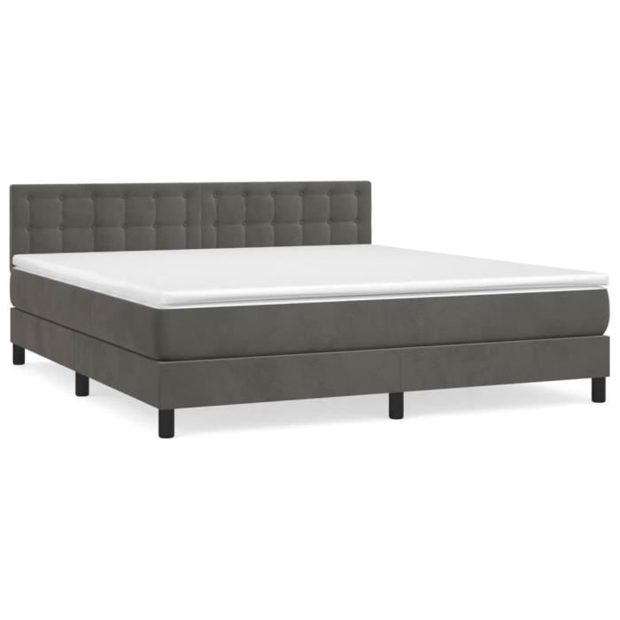 3141558 vidaXL Divan Bed and Mattress Dark Grey 180x200cm Velvet