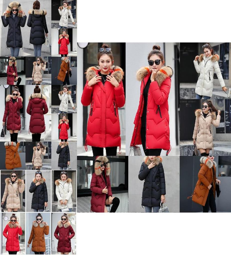 Women Slim Colorful Fur Collar Hooded Coat Jacket Parka Outwear For Ultimate Winter Warmth