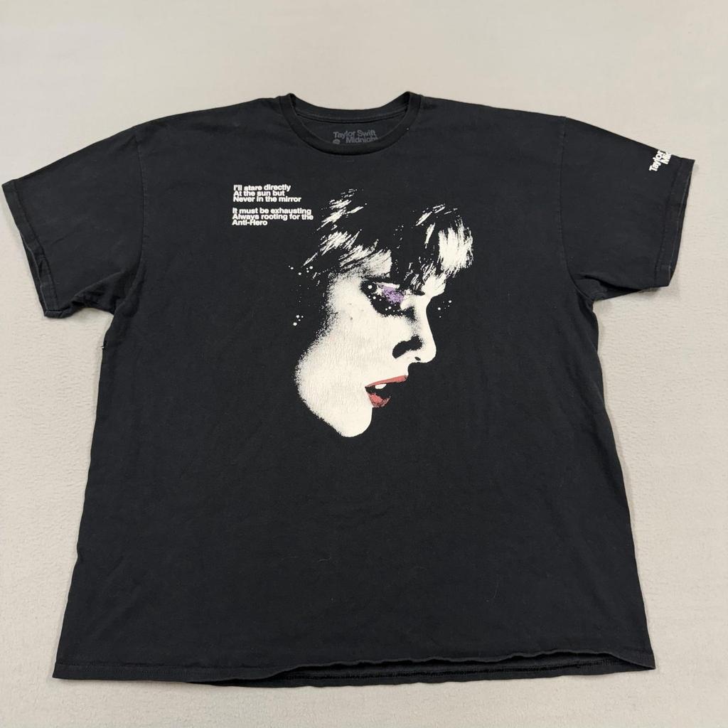 Taylor Swift Midnights Shirt Mens 2XL Black Anti-Hero Graphic T-Shirt Tee Unisex T-Shirt