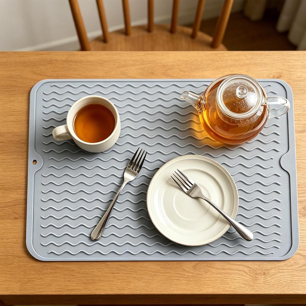 Drying Dish Mat Non Slip Silicone Drying Mat for Kitchen Extra Large Heatproof Countertop Stove Protector Dish Drying Rack