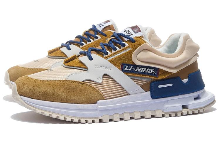 Li Ning 001 Ingenuity Cushioning Slip Resistant Abrasion Resistant Low top Casual Shoes Men's Bone Brown AZGS007-2