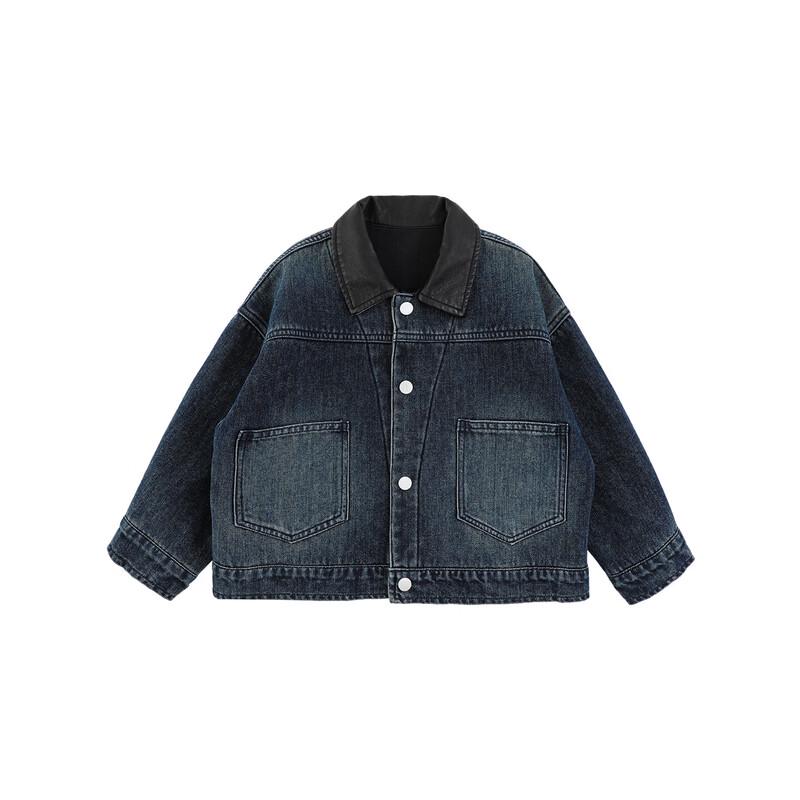 Youyou Boys  Fleece-lined American Retro Denim Jacket 100cm