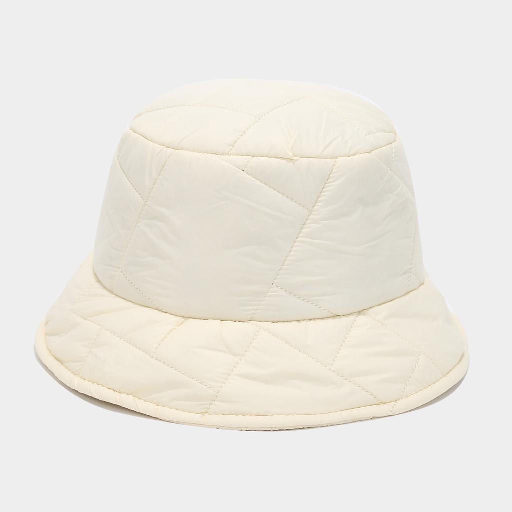 ins new soft and warm plaid simple down cotton basin hat women's tide autumn and winter solid color small fresh bucket hat