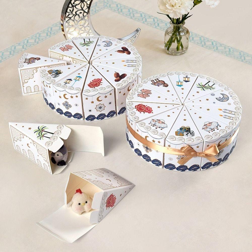10 Pieces/Bag Creative Paper Cake Shaped Gift Box Middle East Triangular Ramadan Gift Packaging Box Cute Present Box Party