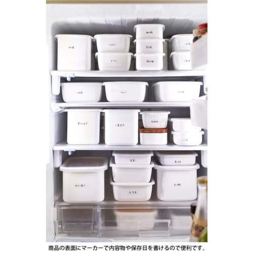 Nodahoro Enamel Storage Container, Heat-Resistant, Square, Rectangular, Deep, Small, with Seal Lid, See-Through, White Series, WRF-S, Made In Japan