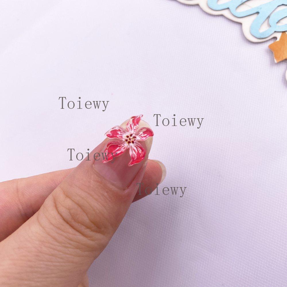 50Pcs 16mm Resin Cute Glitter Colorful Soft Lily Flower Flatback Rhinstone Scrapbook Wedding Nail Applique Ear Stud Decor Crafts