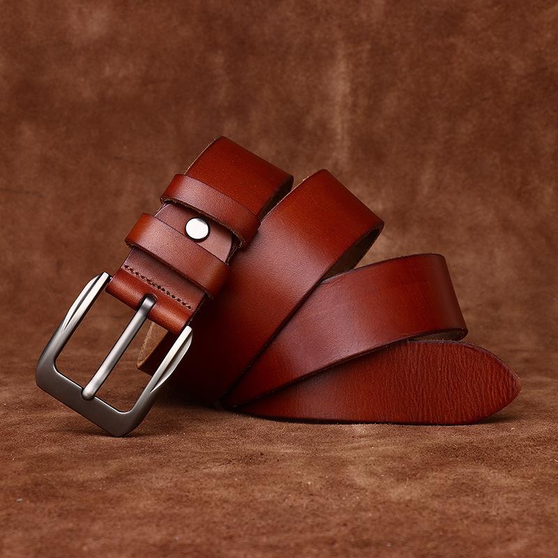 Retro Fashion Simple Versatile Casual Belt Men'S Leather Pin Buckle First Layer Cowhide Men'S Jeans Belt Men'S