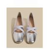 Silver Single Shoes Female 2025 Spring New French Square Head Flat Bottom Fairy Evening Wind Ballet Light Mouth Mary Jane Shoes