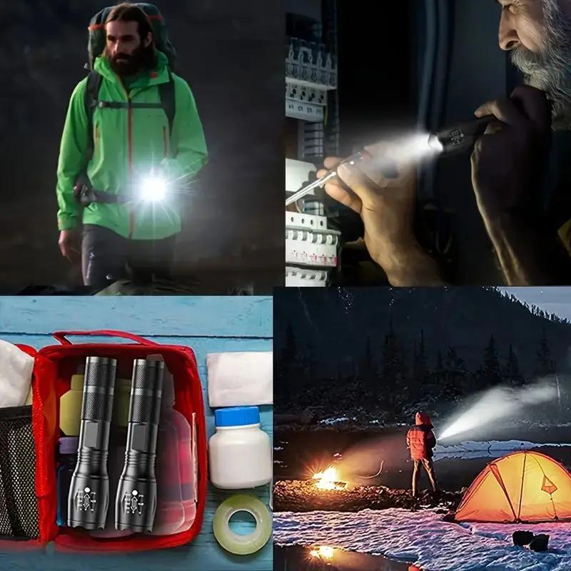 High Power T6 LED Flashlights Camping Torch 5 Light Modes Zoom Light Aluminum Alloys Waterproof Material External 18650 Battery