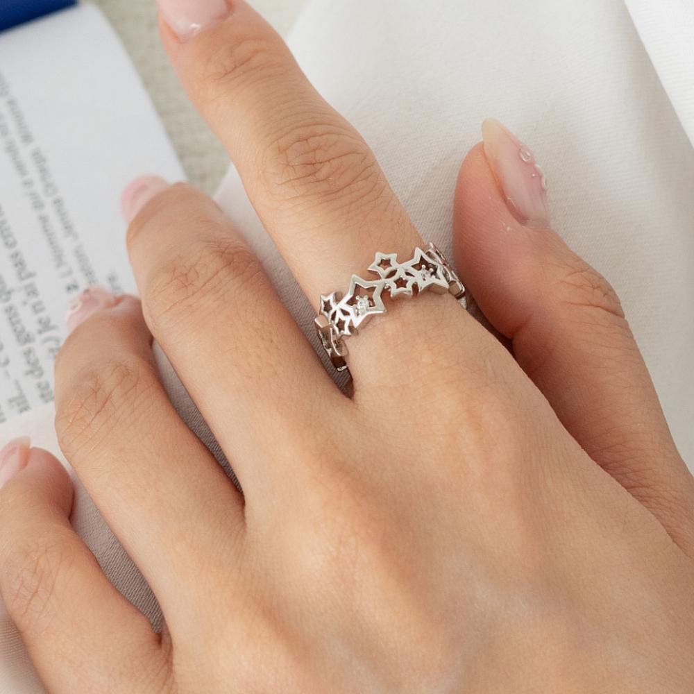 Monograph Star Clash Open Ring Mgfr0390 Rhodium Plated (White Gold)
