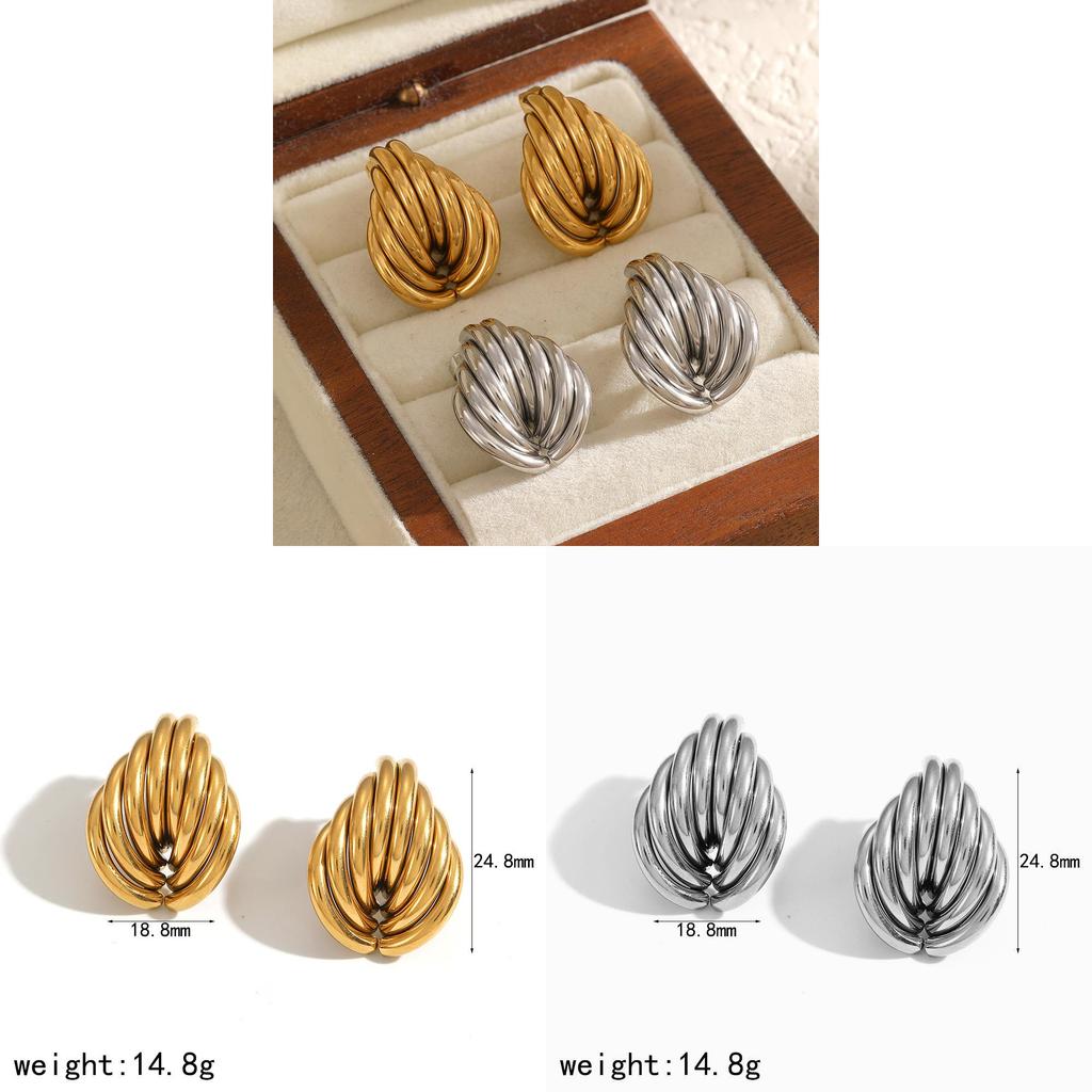 Geometric Stainless Steel Earrings For Women With Pvd Finish For Trendy Fashion