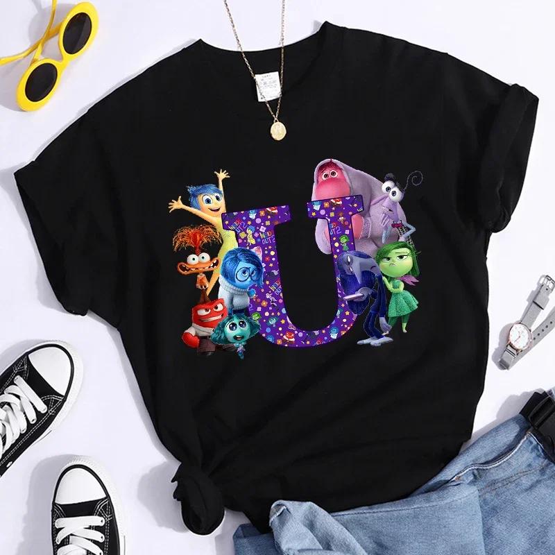 

Inside Out 2 A-Z Letter Print Woman Summer T-shirt Man Short Sleeve Clothes Adult Anime Casual Clothing Fashion Printed T-shirt L
