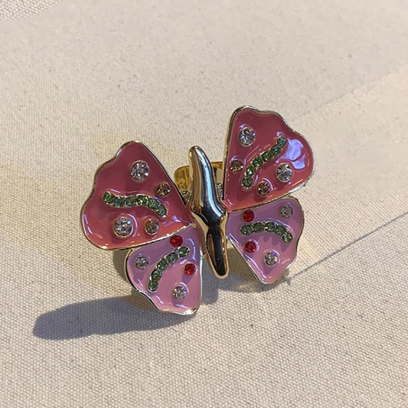 

Винтажное эмалевое кольцо с насекомым, красочное милое кольцо с бабочкой и жуком, панк, Y2K украшение для женщин, подарок