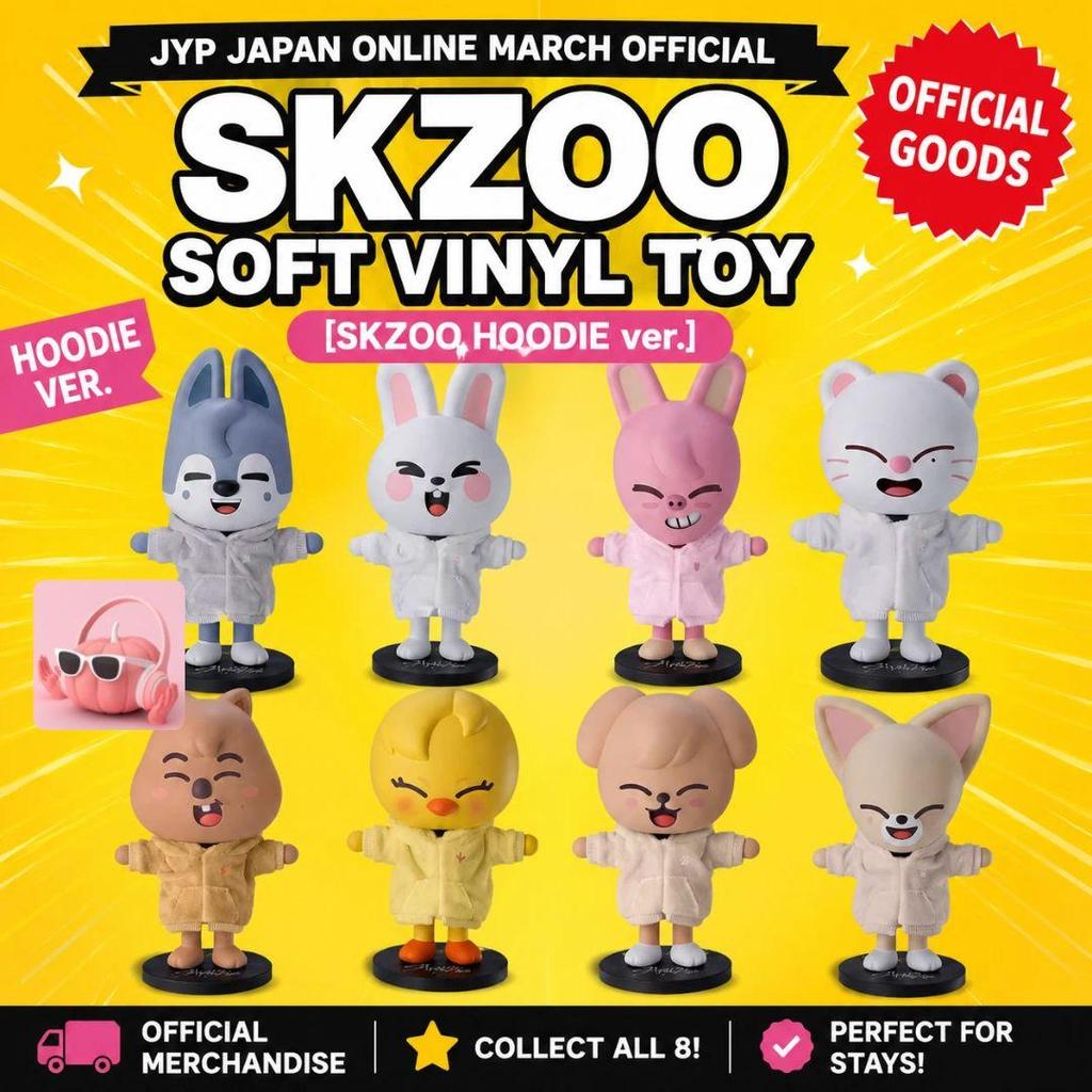 SKZOO WEICHES VINYL SPIELZEUG SKZOO HOODIE Version. JYP JAPAN ONLINVE MÄRZ OFFIZIELL