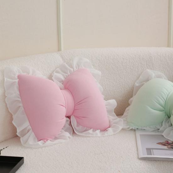 Yousheng Bow-shaped Pillow Ruffle Lace Plush Throw Pillow High Elasticity Decorative Pillow for Bed Couch Car Seat Companion Pillows