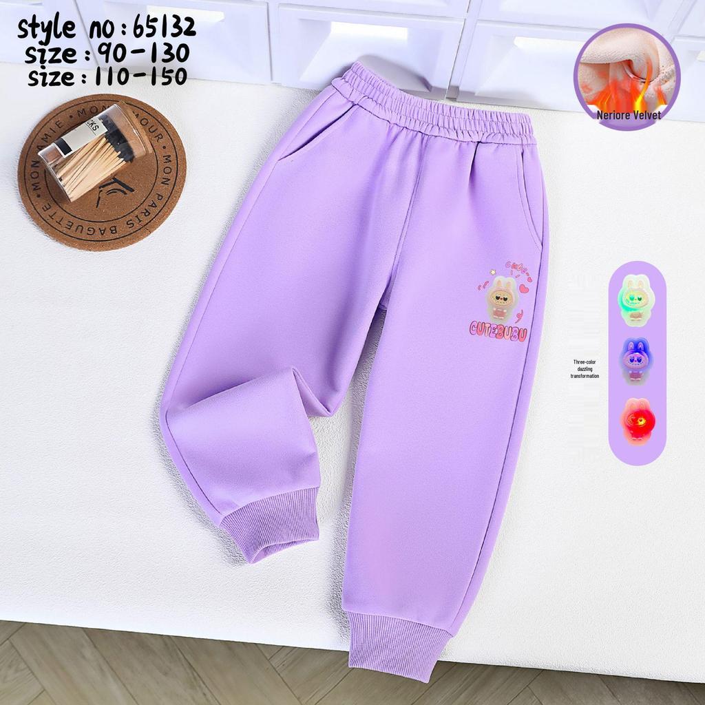 2025 Winter Mädchen Leuchtende Baumwollmischung Jogginghose mit Bündchen und Kordelzug