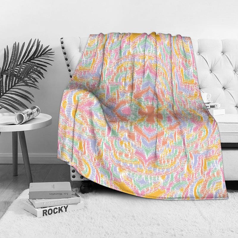 Colorful Mandala Pattern Blanket Psychedelic Ethnic Print Throw Blanket Bohemian Bed Cover Festival Gift Idea