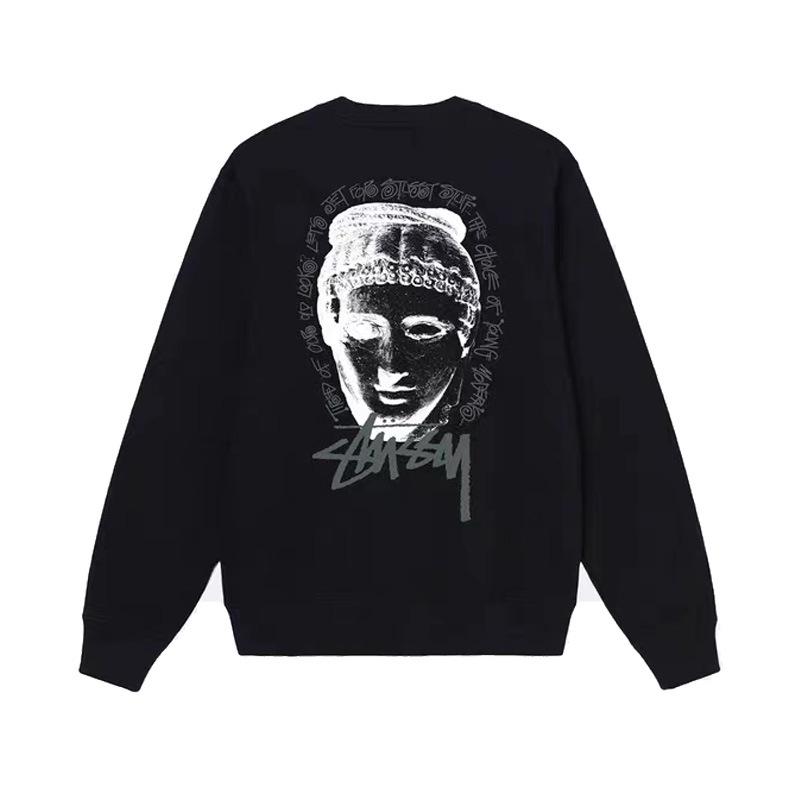 Kuaerstu Unisex Amerikaanse Stijl Ronde Hals Sweatshirt, Zwart, Klassieke Letterprint met Acht Dobbelstenen, Lange Mouw.