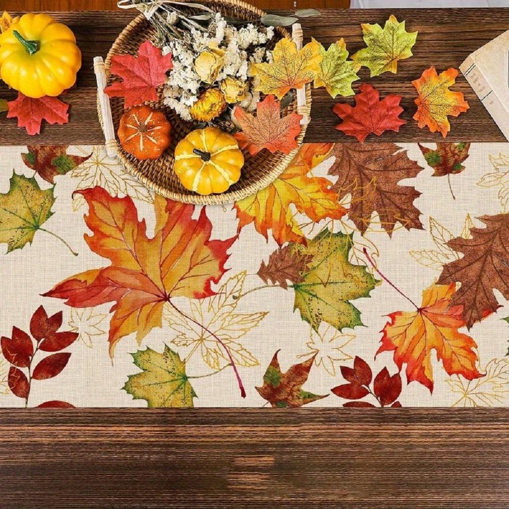 1 Piece Of Autum Maple Leaf Table Runner, Watercolorful Fallen Leaves, Suitable For Restaurant, Home, Picnic, Cafe, Autum Party Decoration.