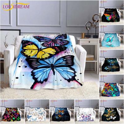 Butterfly Throw Blanket Soft Comfortable Sofa Blankets and Throws Flannel Blankets for Adults