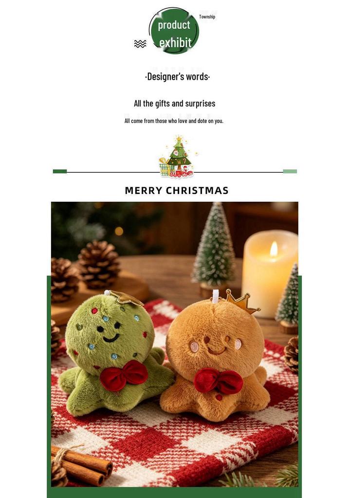 Neue Oktopus-Serie Weihnachts-Stoffpuppen: Niedliche Schneemann- & Lebkuchenmann-Dekorationen, Taschenanhänger, Festivalgeschenke