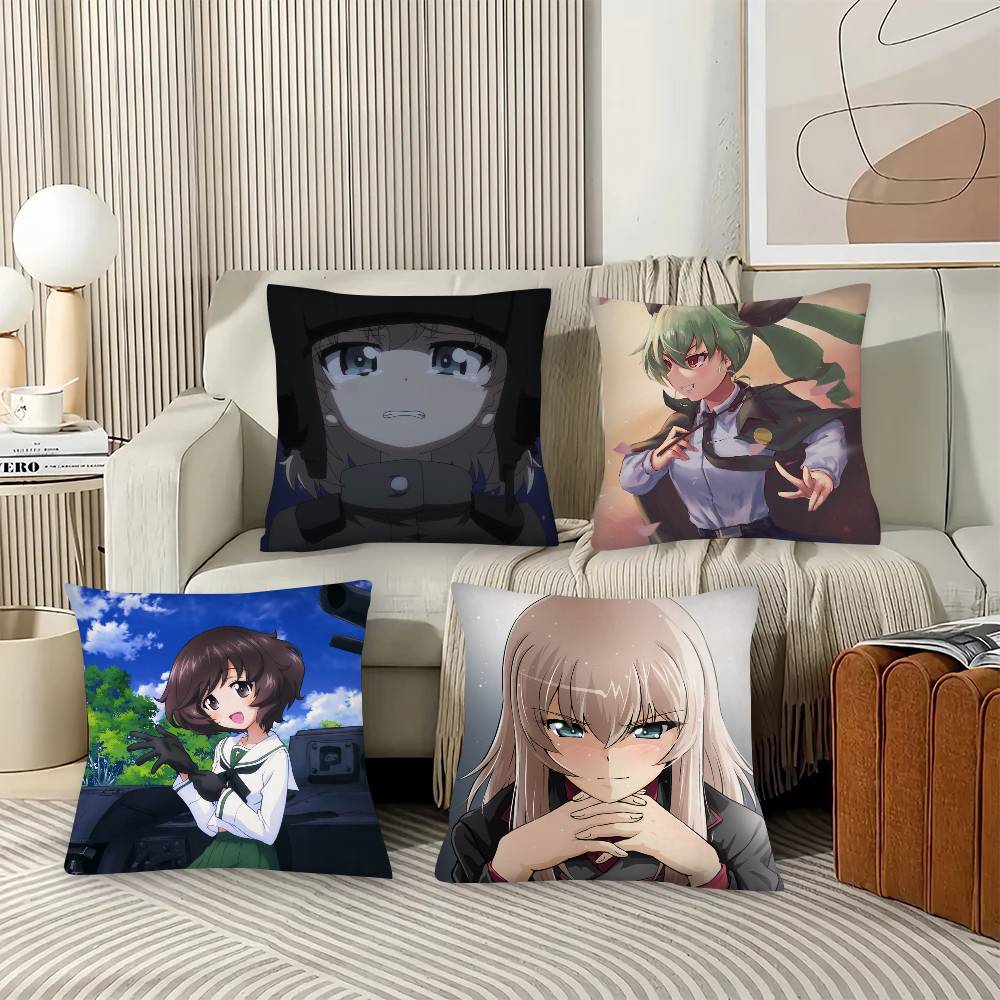 1 Stück Anime Mädchen Girls Und Panzer Kissenbezug Mode Quadratischer Kissenbezug Schlafzimmer Sofa Raum Ins Dekoration Freizeit