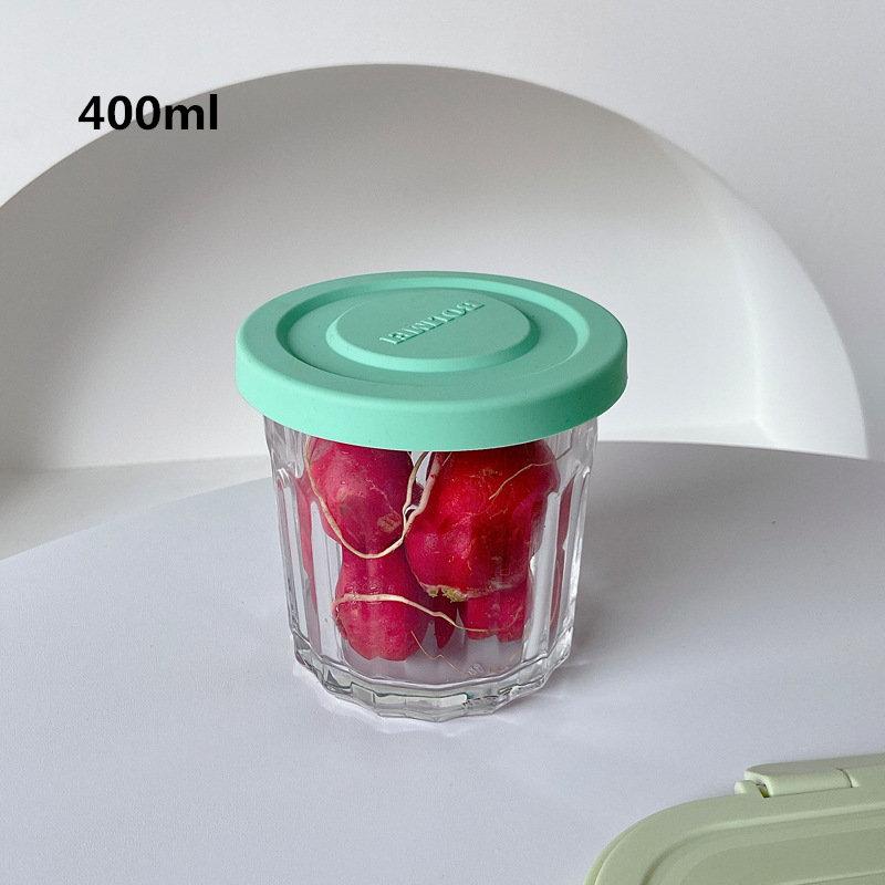 Korea Style Heat-Resistant Glass Lunch Box For Man Women Vertical Stripe Bento Box Clear Food Container Microwave Oven Safe