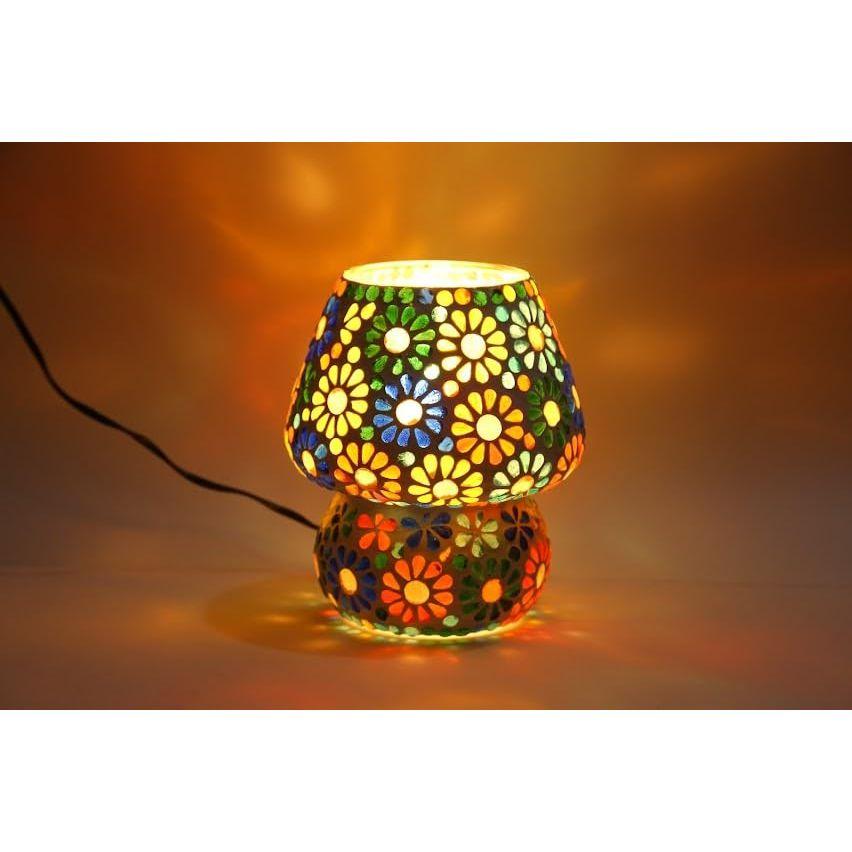 Mosaic Style Dome Shaped Glass Table Lamp (Multicolour)