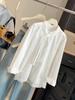 Women's Mid-Length French White Lace Embroidered Tie-up Long-Sleeve Shirt - Spring/Autumn Loose Fit