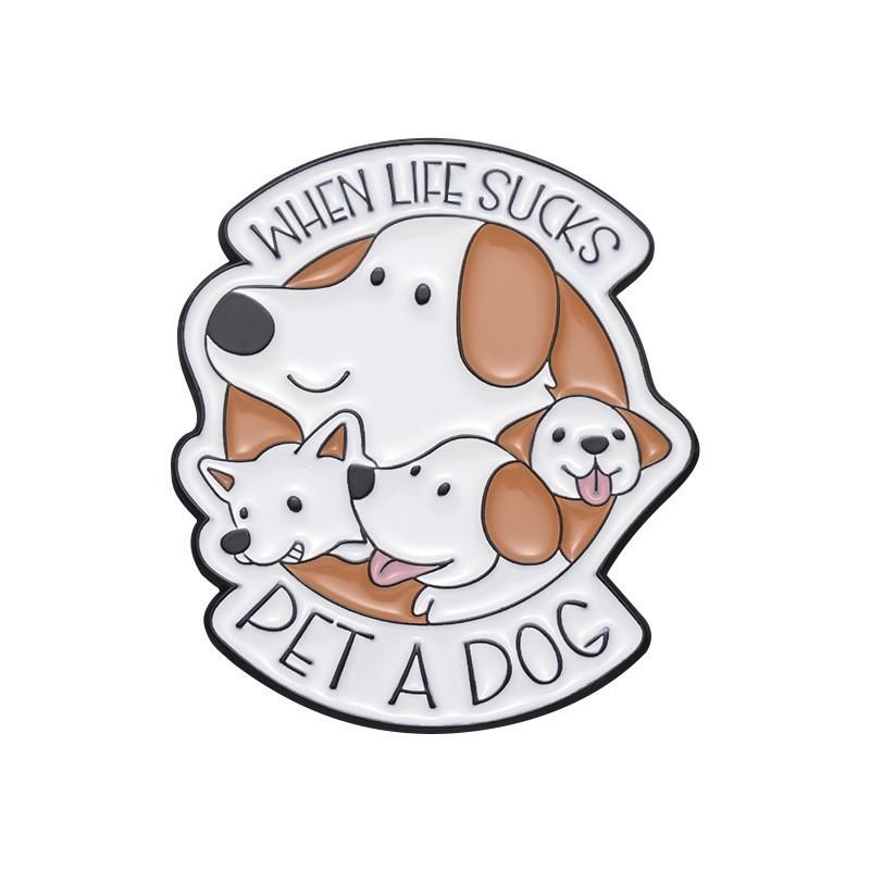 Dog Animal Whimsical Brooch Collection Colorful Engaging Lettered Cartoon Accessories