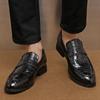 Loafers Men PU Stone Pattern Low Heel Cover with Pointed Business Dress Shoes Anti Slip Classic Men's Shoes Large Sizes 38-48
