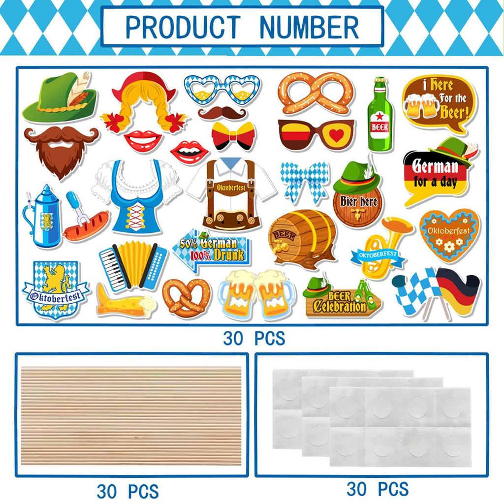 Oktoberfest Selfie Props Beer Festival Oktoberfest Funny Photo Props Colorful Traditional Germany Accessories Party Decoration