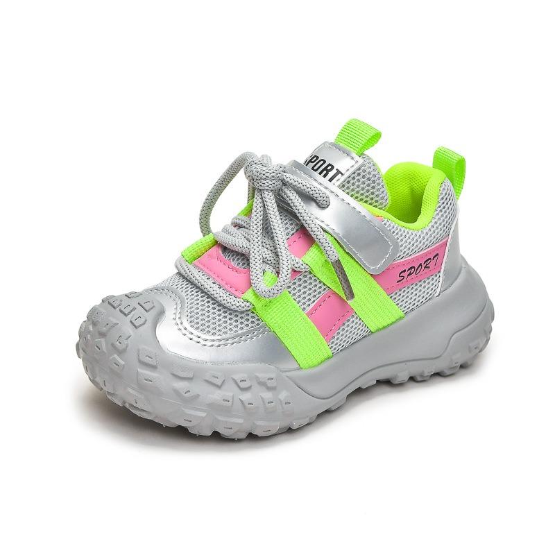 Kids Breathable Mesh Velcro Athletic Running Sneakers Children Tire Sole Casual Dad Shoes