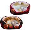 Moin Moin Figurine Ornament Cat Bed House Sleeping Position | Cute Palm-Sized Cats Side-by-Side, Perfect Gift | Brown and Cream, Set of 2 (2008fig13)