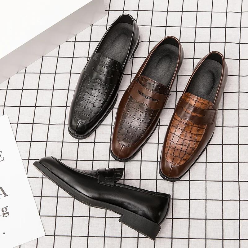 Big Size 38-48 Men's Casual Leather Shoes Fashion Elegant Male Office Footwear for Party Wedding Luxury Men Formal Shoes Male