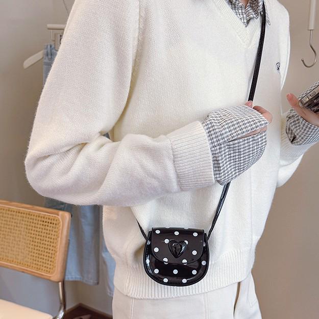 Argyle Polka Dot Mini Crossbody Bag for Girls - Cute Handheld Shoulder Bag