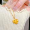 Echtgold gebürsteter Zuckerwürfel Liebe AB Halskette leichter Luxus mit süßem Design Sinn für weibliches Geschenk Schmuck