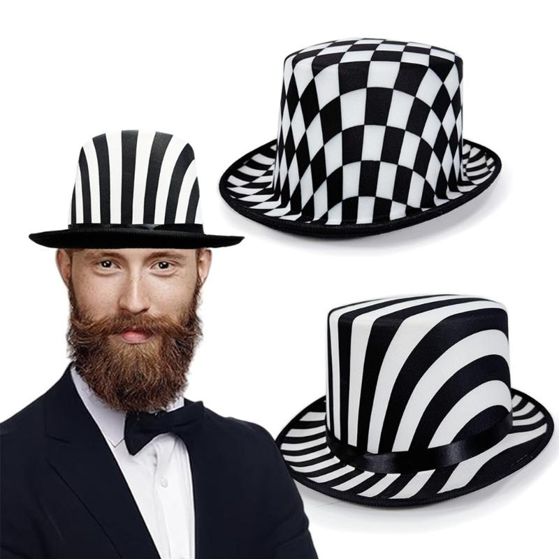 Unisex Checkered Jazz Cabaret Hat Soft Cotton Fabric Perfect For Themed Parties Event