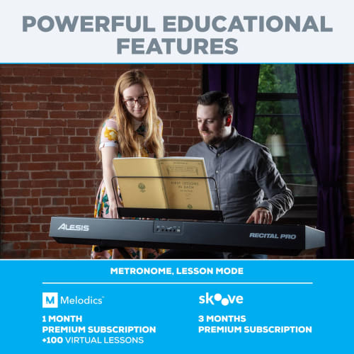 Alesis Digital Piano, 88 Keys, Weighted Hammer Action Keyboard, Lesson Function, Recording Function, LCD Screen, Recital Pro