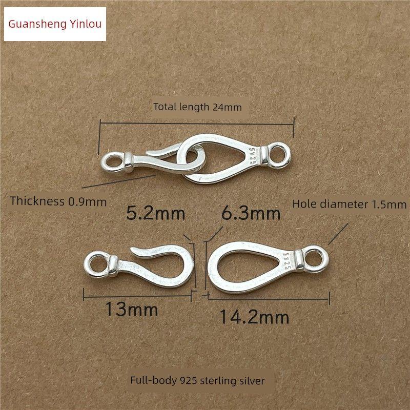 

Браслет-ожерелье из стерлингового серебра 925 пробы с маленькой пряжкой, пряжка «Рыба Хой», пряжка «Вопросительный знак», плетеный вручную ремешок DIY, аксессуары, соединительная пряжка Pair of full-body 925 sterling silver clasp