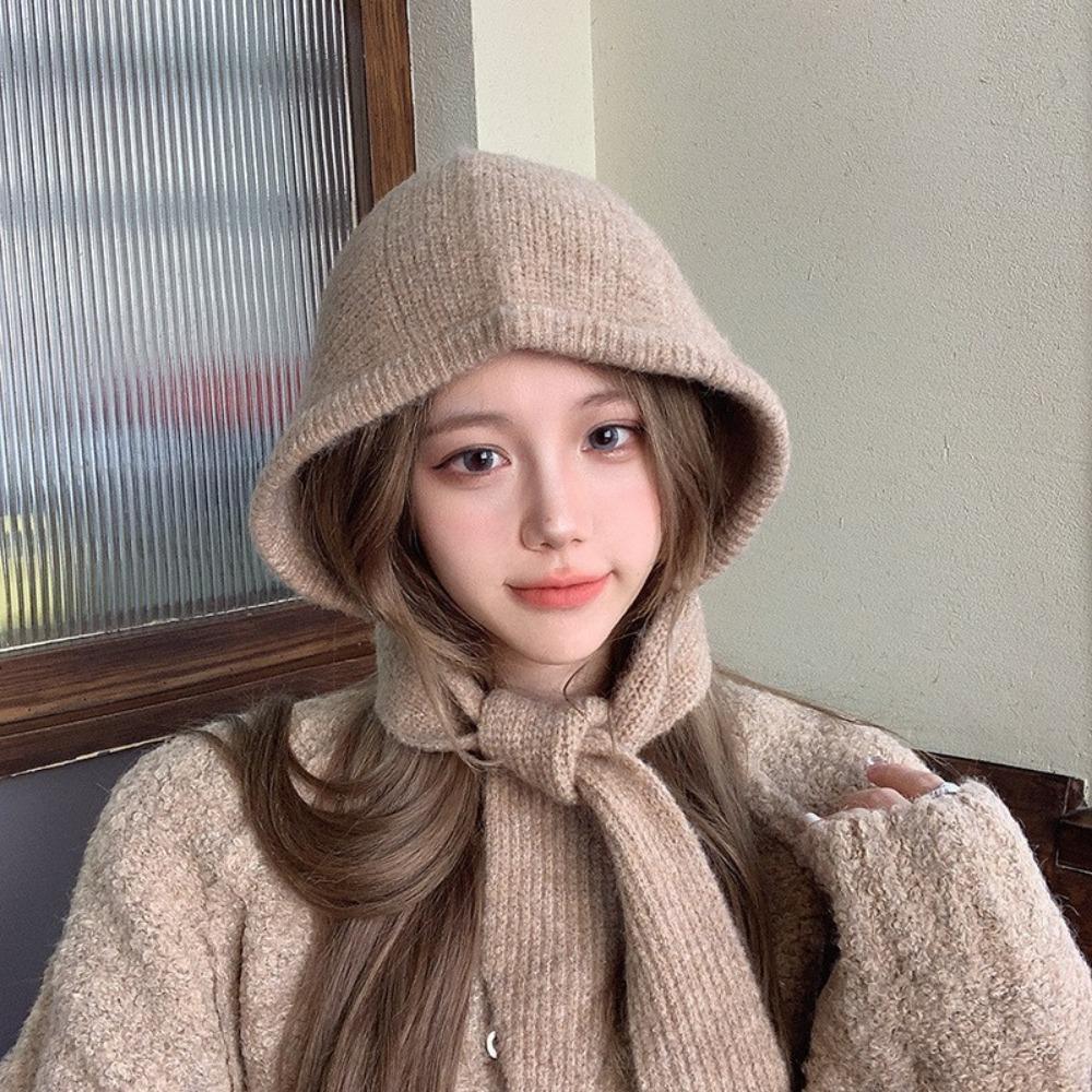 Thicken Warm Korean Ins Hood Scarf Windproof Ear Protection Hat Balaclava Hat  Autumn and Winter