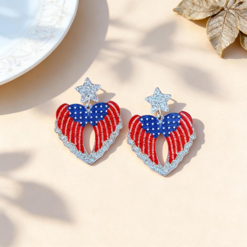 Independence Day Acrylic Earrings - Patriotic Studs for Freedom Day Celebration