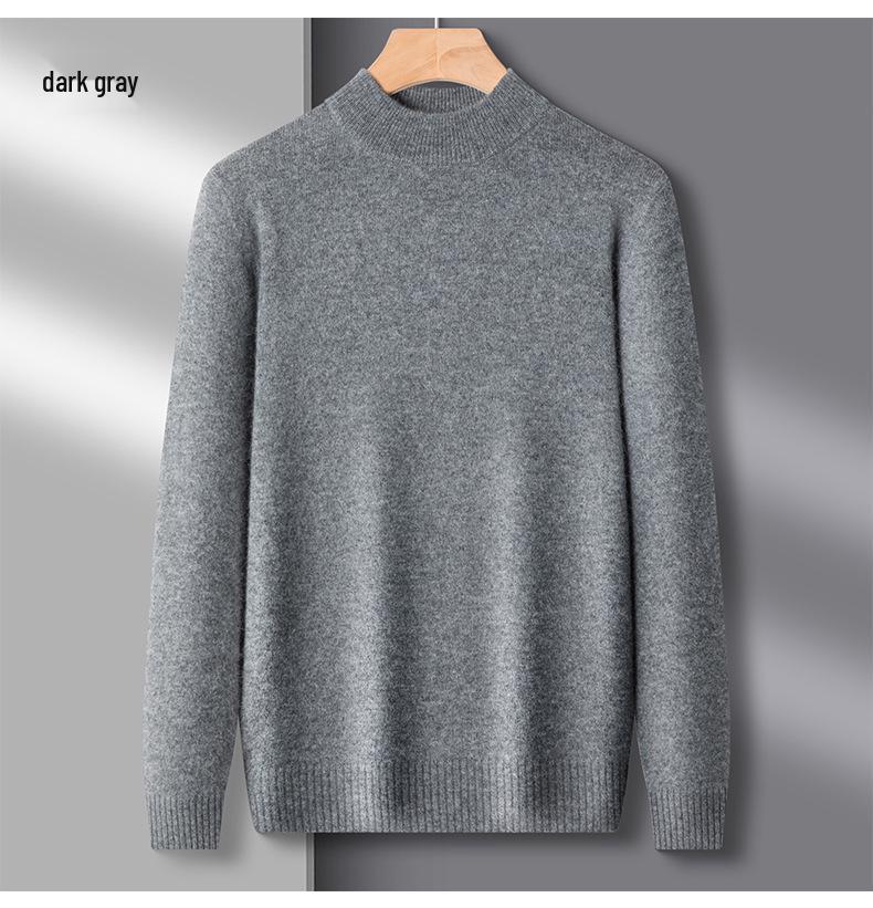 Men's Half-High Collar Thick Knit Sweater - Autumn/Winter Velvet Business Layer
