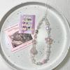 Cute 3D Pink Star Heart Beaded Phone Chain Charm Lanyard For iPhone Samsung Universal Anti-Loss Hanging Rope Jewelry