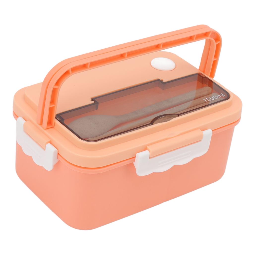 1500ml Lunchbox Hitzebeständige Plastik Bento Box Tragbare Lunchbehälter mit Essstäbchen Löffel für Studenten