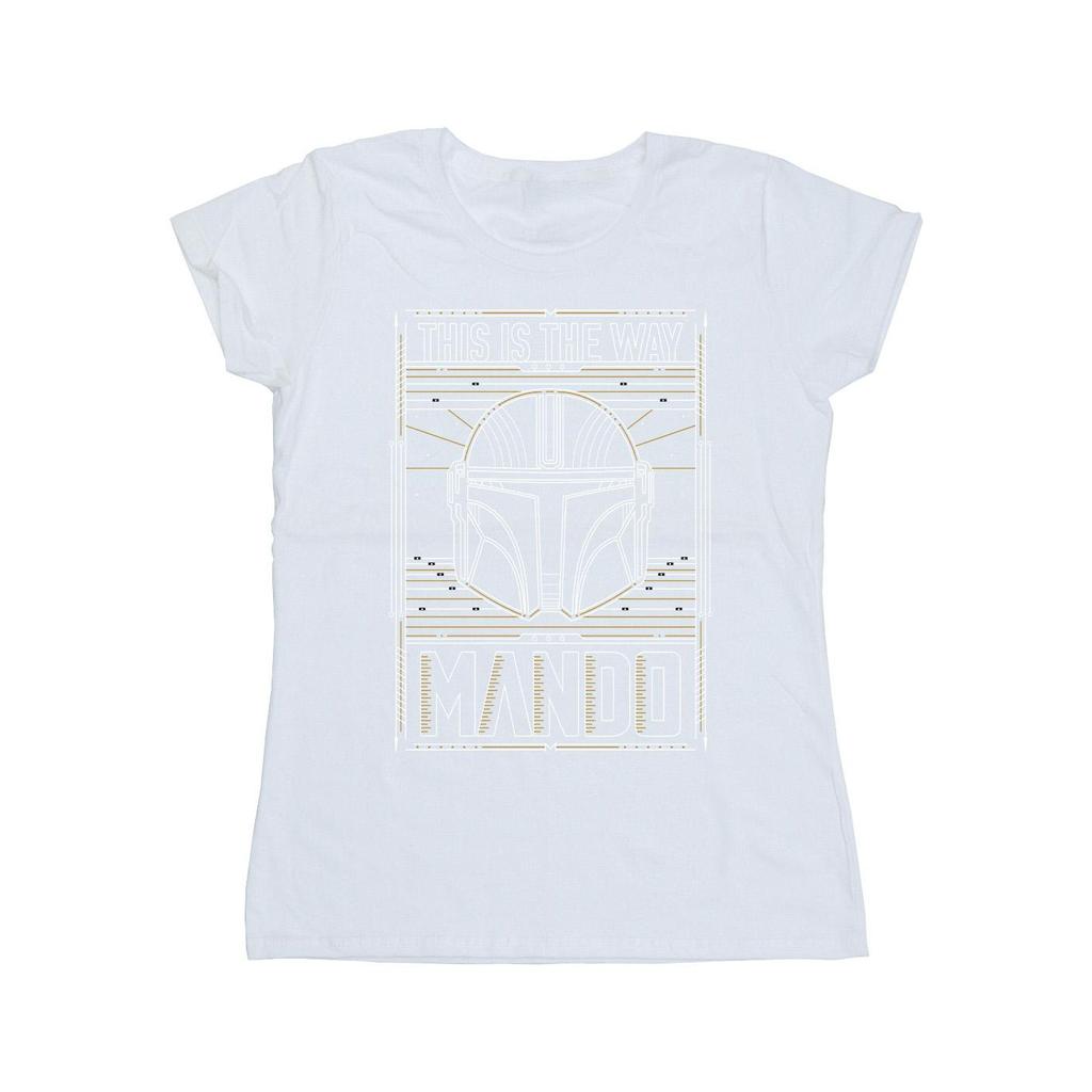 Star Wars Womens/Ladies The Mandalorian The Way Outline Helm Cotton T-Shirt