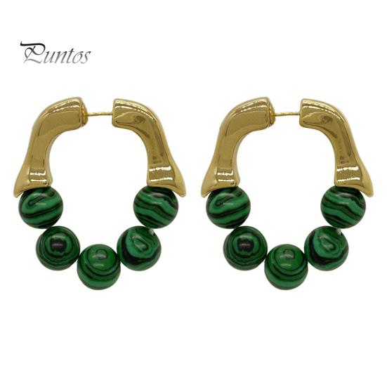

1 пара винтажных серег с бирюзой, стильные серьги в стиле ретро, ​​гипоаллергенные медные серьги, удобные для ушей зелёный