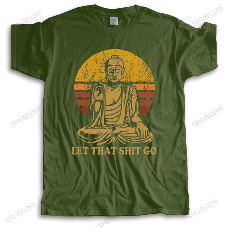 Funny Vintage Let That Go T Shirt Unisex Short Sleeves Buddhism Tshirt Buddhist Religion Buddha Tshirt Loose Fit Soft Cotton Tee