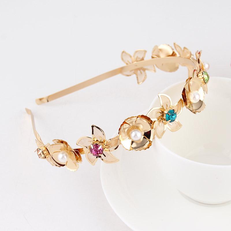 Baroque Colorful Rhinestone Headband Hair Hoop Women Hair Accessories New Shiny Fashion Crystal Flower Crown Head Wrap