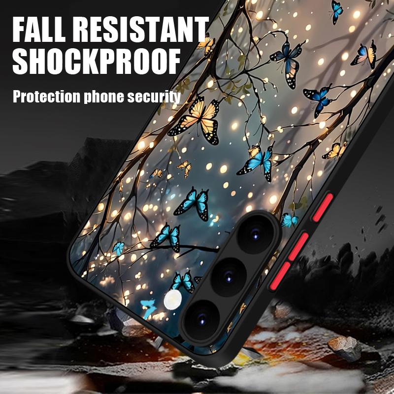 S25 Ultra Case Fantasy Butterfly Garden Pattern Matte Hard Cover For Samsung Galaxy S25 Edge S24 Ultra S23 S22 Plus S21 FE Capa Funda